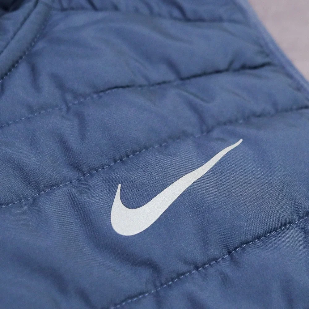 Nike Running Vest Womens Medium Navy Blue Quilted Puffer Full Zip 856222-471